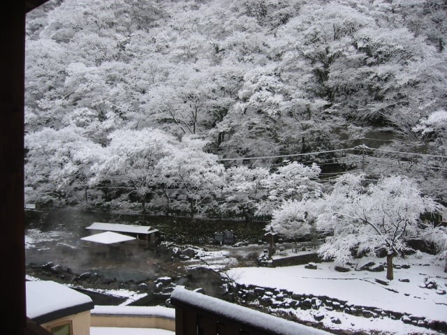 湯原温泉の冬景色